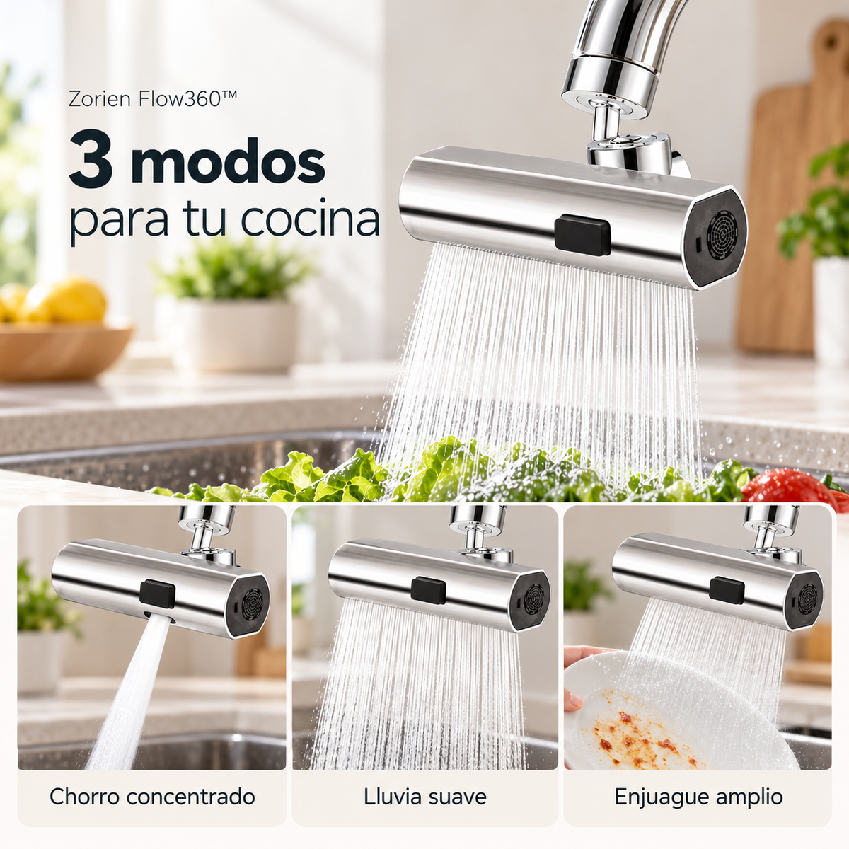 Zorien Flow360™ 🚰 - Grifo inteligente para lavaplatos ✨