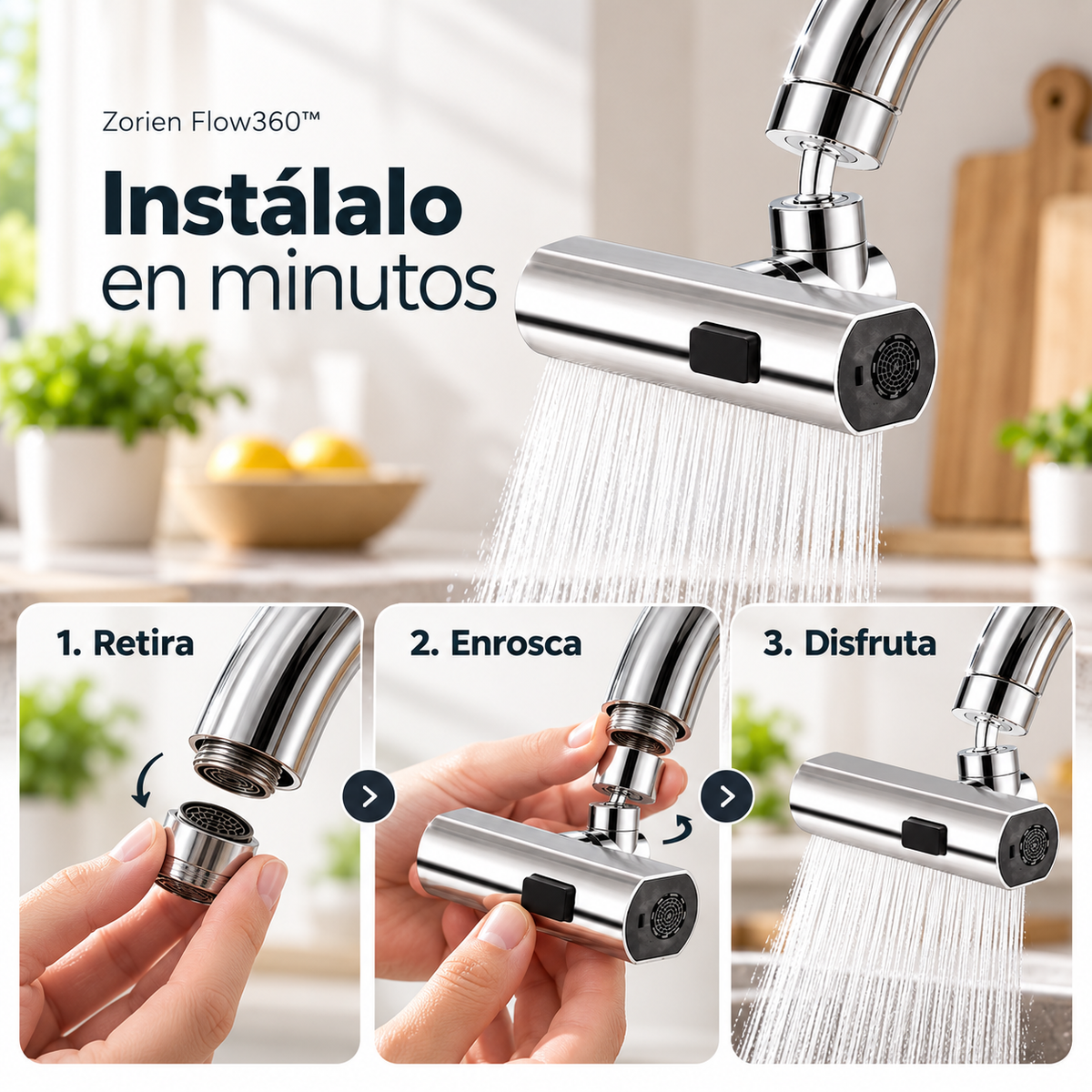 Zorien Flow360™ 🚰 - Grifo inteligente para lavaplatos ✨